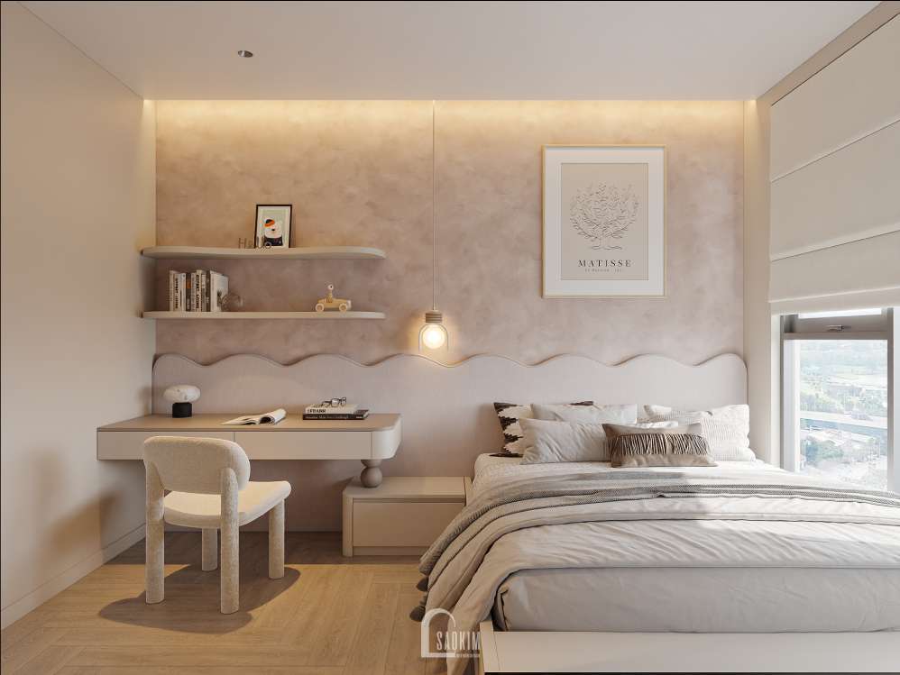 Thiết kế phòng ngủ cho bé gái căn hộ Viha Complex Leciva 118m2 phong cách Modern Japandi – Khi Sự Bình Yên Được Thiết Kế Thành Hình